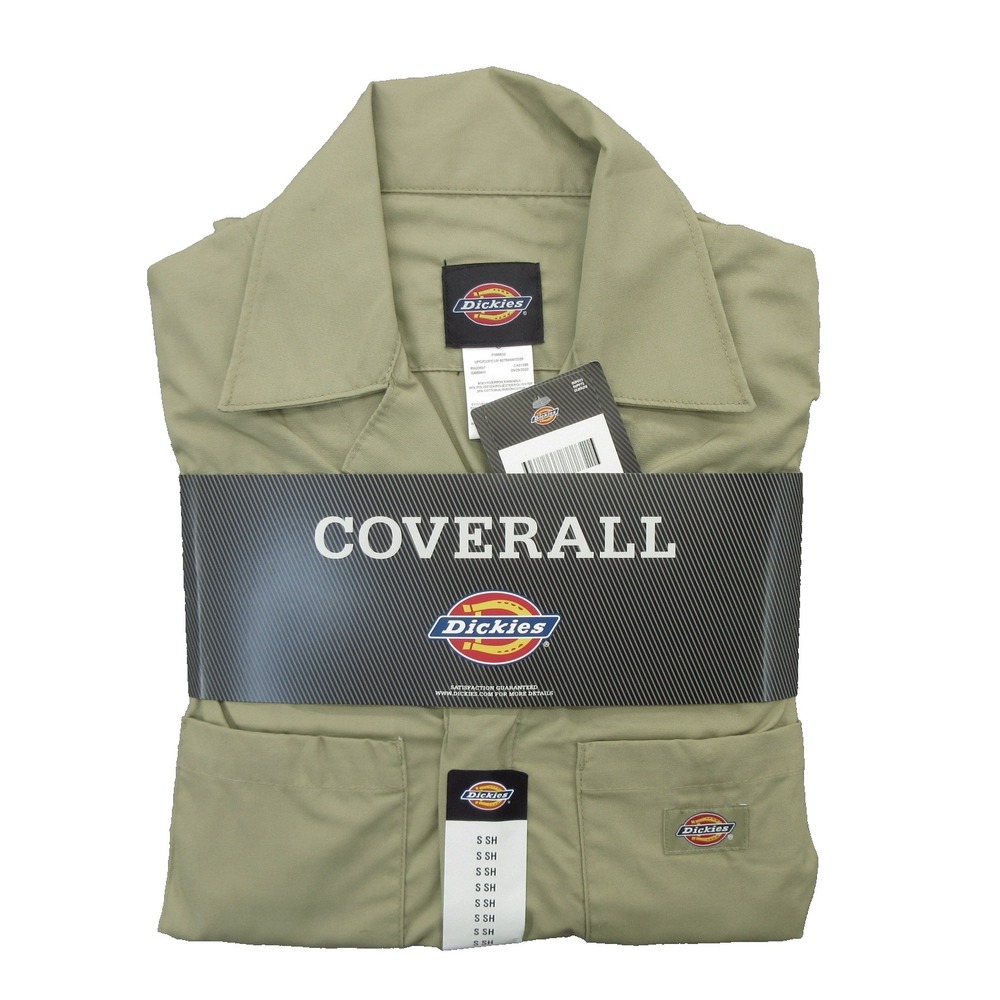 Dickies Men's Coverall Work Shirt Sz Small Beige Twill Short Sleeve Collared New